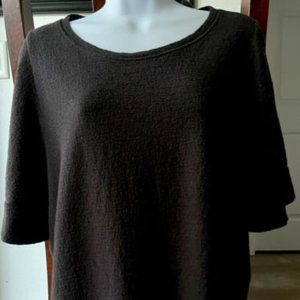 Madewell Black Cotton Gauze Top Large Short Sleeve Knit Stretch NWT (A1)